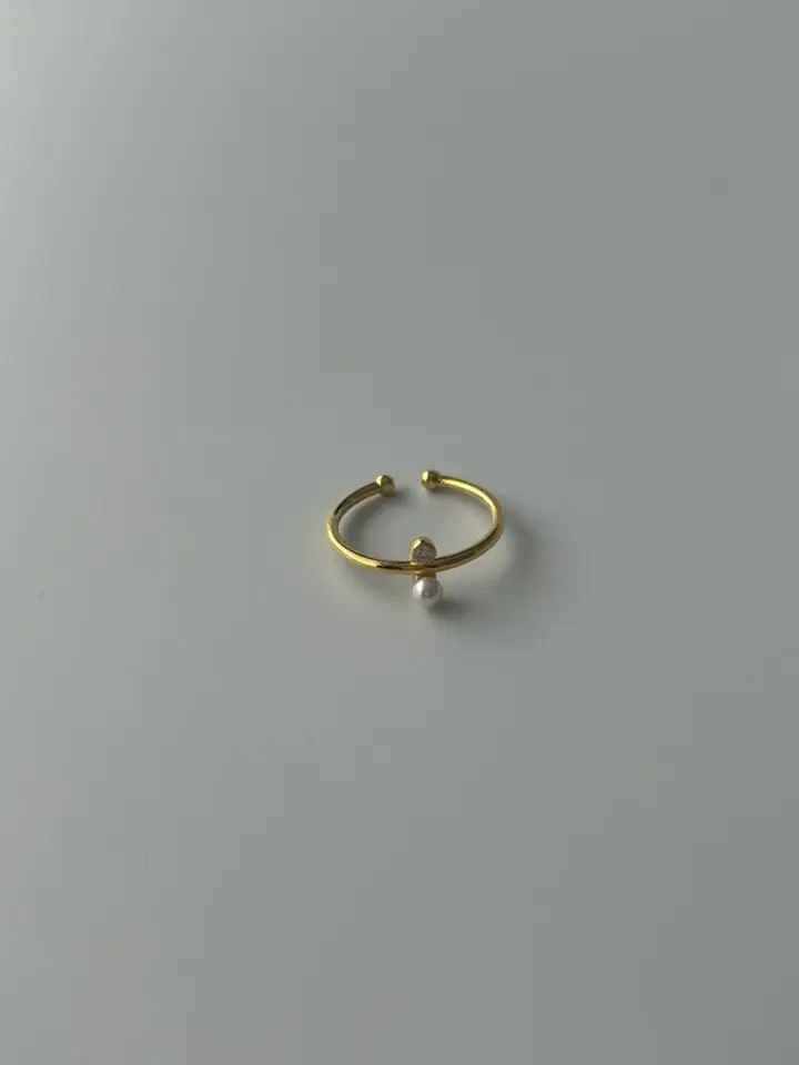 925 Ayar Gümüş Zirkon Taş İncili Yüzük