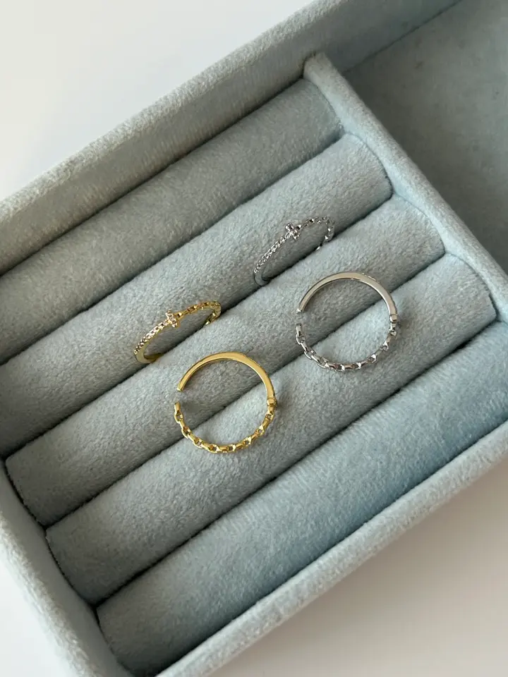 Zirkon Taşlı Zincir Desen Yüzük