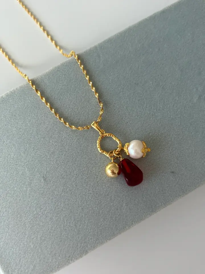 Nar Tanesi/Antik Dorika/İnci Charm Kolye