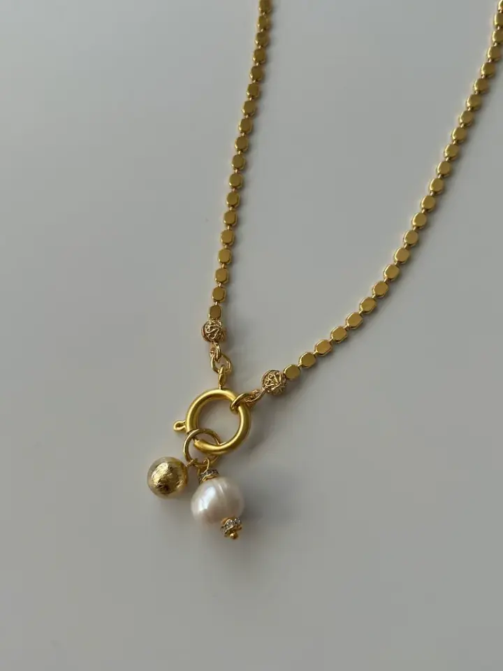 Antik Dorika/İnci Charm Zincir Kolye