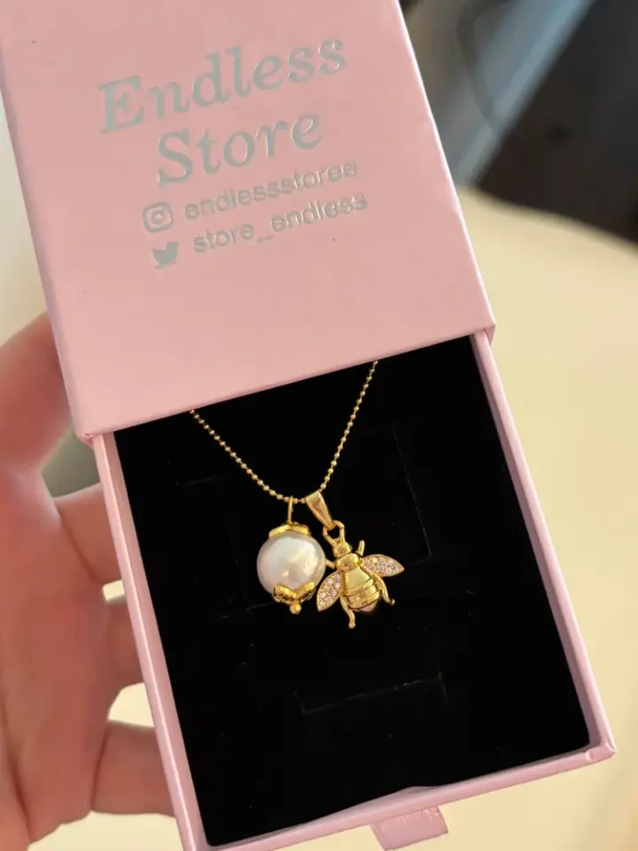 Zirkon Arı/İnci Charm Kolye