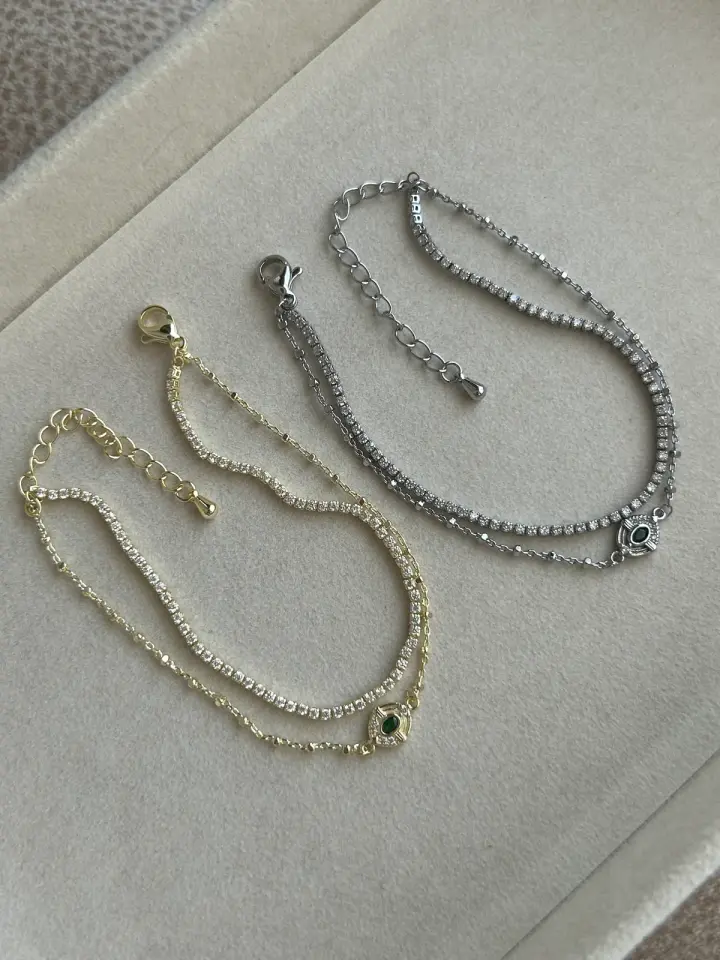 Minimal Yeşil Taşlı 2’li Suyolu Bileklik