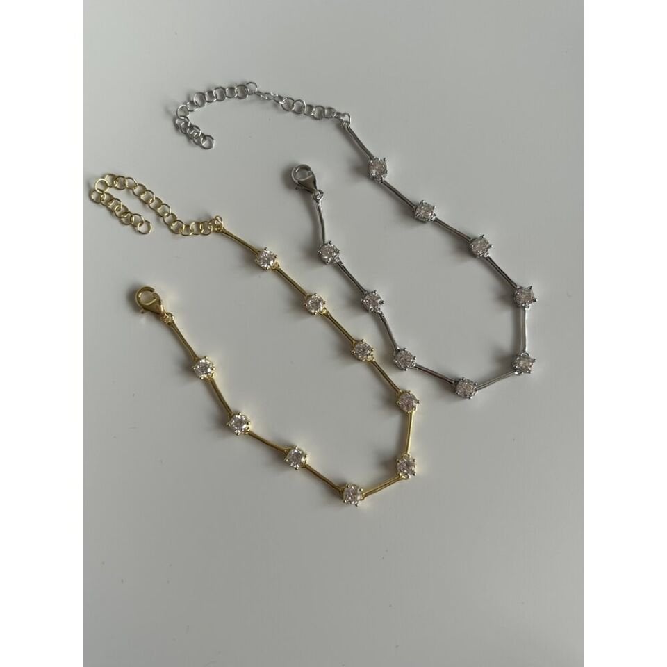 925 Ayar Gümüş Baget Taşlı Bileklik