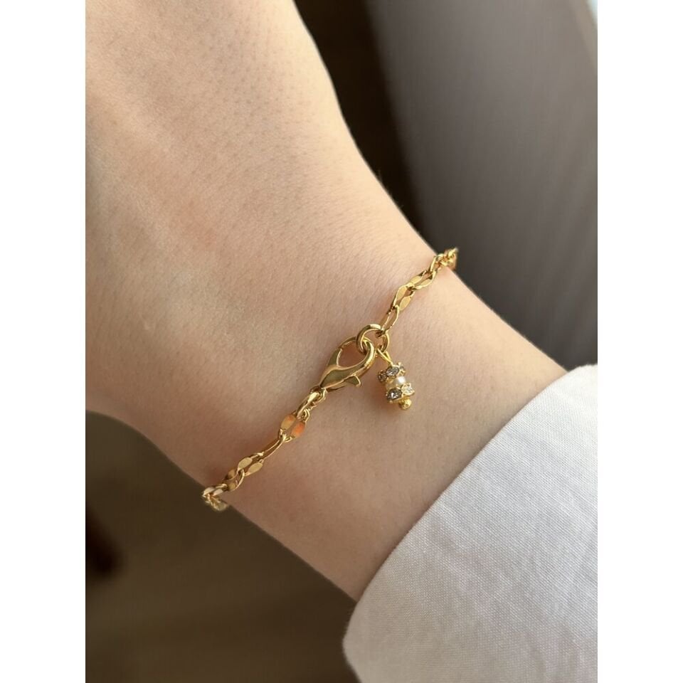 Vintage Kum İnci Charm Minimal Bileklik
