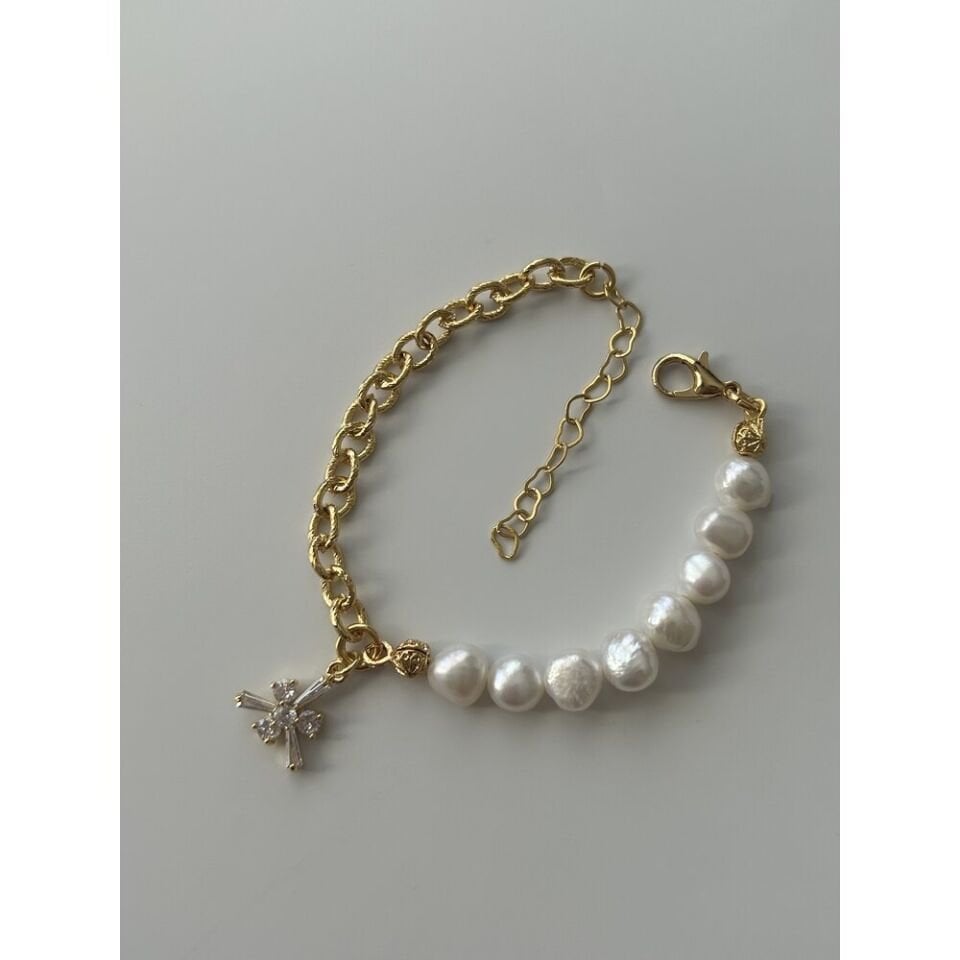 Zirkon Çiçek Charm İnci/Zincir Bileklik