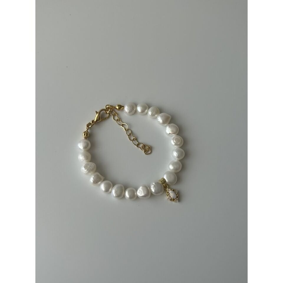 925 Ayar Gümüş Opal Doğaltaş Charm İnci Bileklik