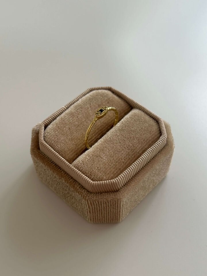 925 Ayar Gümüş Minimal Mavi Taşlı Göz Yüzük