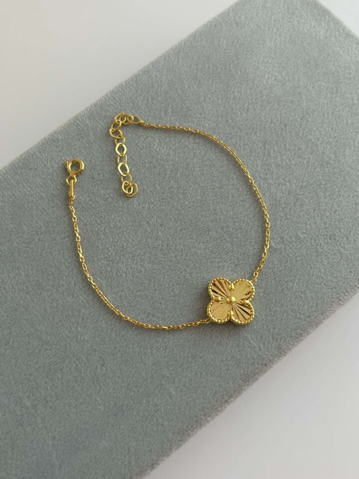 925 Ayar Gümüş Marka Model Tekli Yonca Bileklik