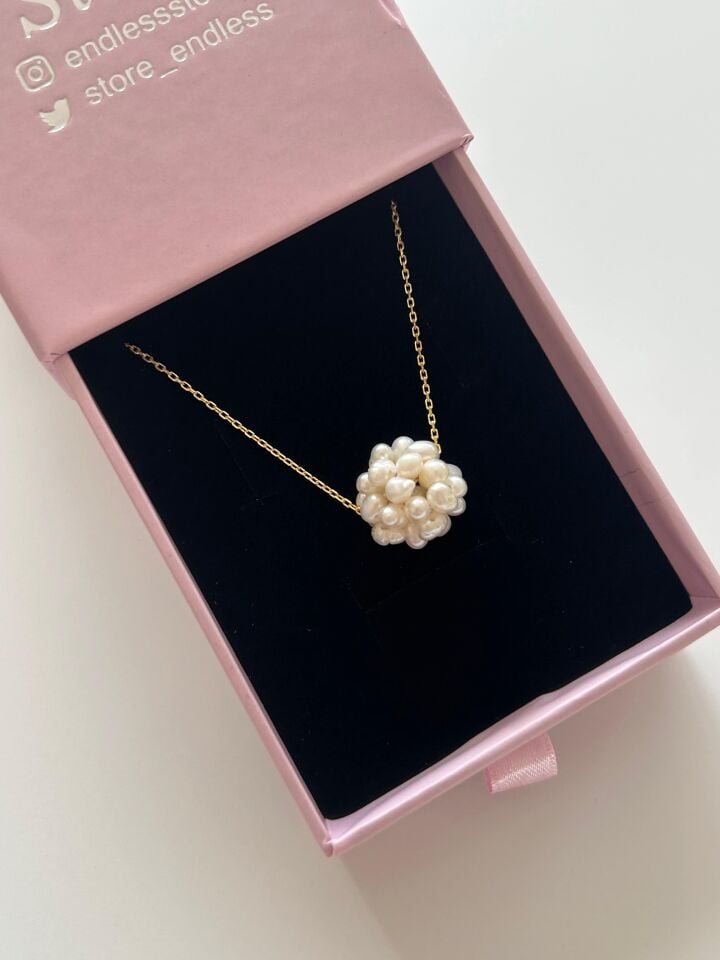 925 Ayar Gümüş İnci Çiçeği Kolye